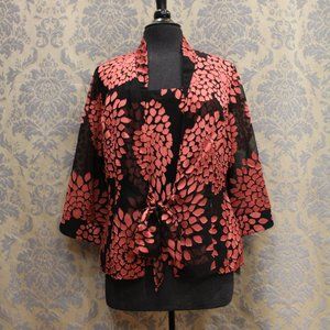 2PC Camisole & Sheer Front-Tie Jacket Set (Large)